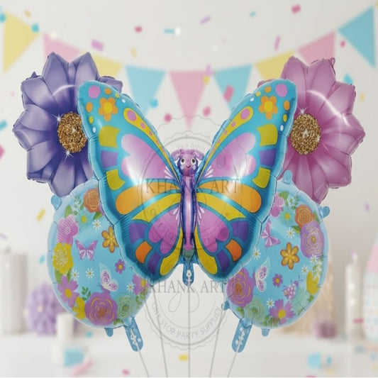 Butterfly  Theme Foil Balloon Foil Balloon Set of -5 Piece For Birthday Day Party