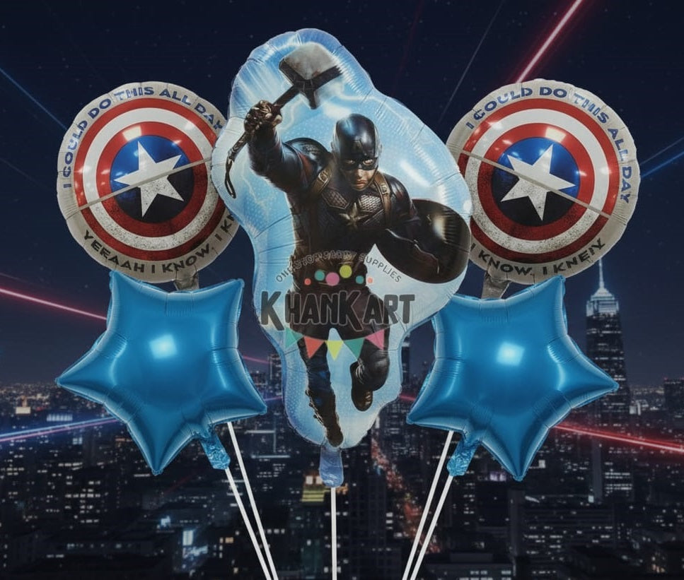 Captain America  Theme Foil Balloon Foil Balloon Set of -5 Piece For Birthday Day Party