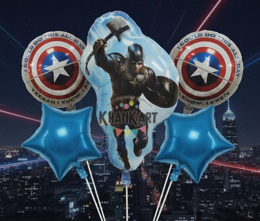 Captain America  Theme Foil Balloon Foil Balloon Set of -5 Piece For Birthday Day Party