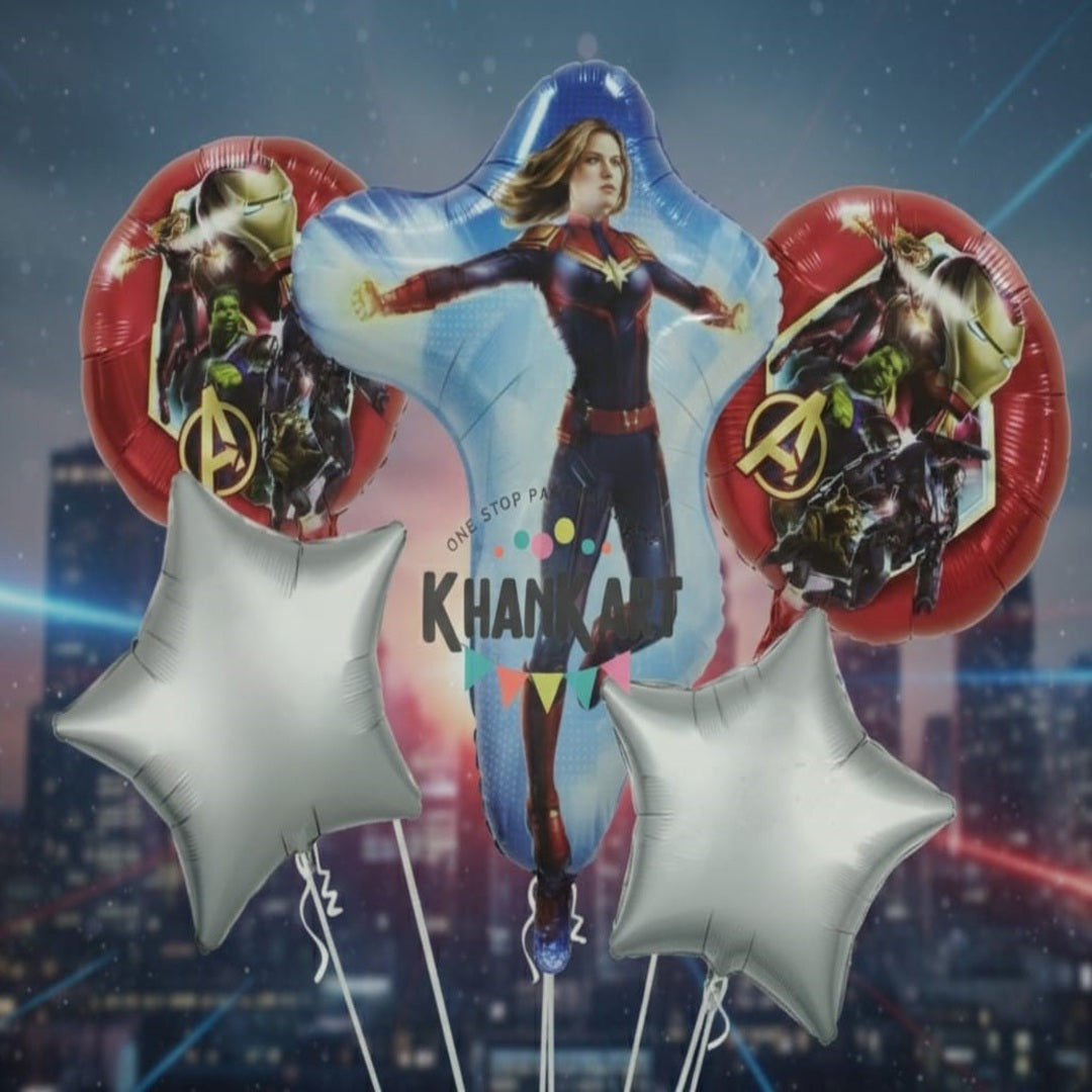 Avengers Theme Foil Balloon Foil Balloon Set of -5 Piece For Birthday Day Party