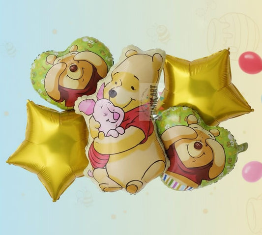 Bear Theme Foil Balloon Foil Balloon Set of -5 Piece For Birthday Day Party