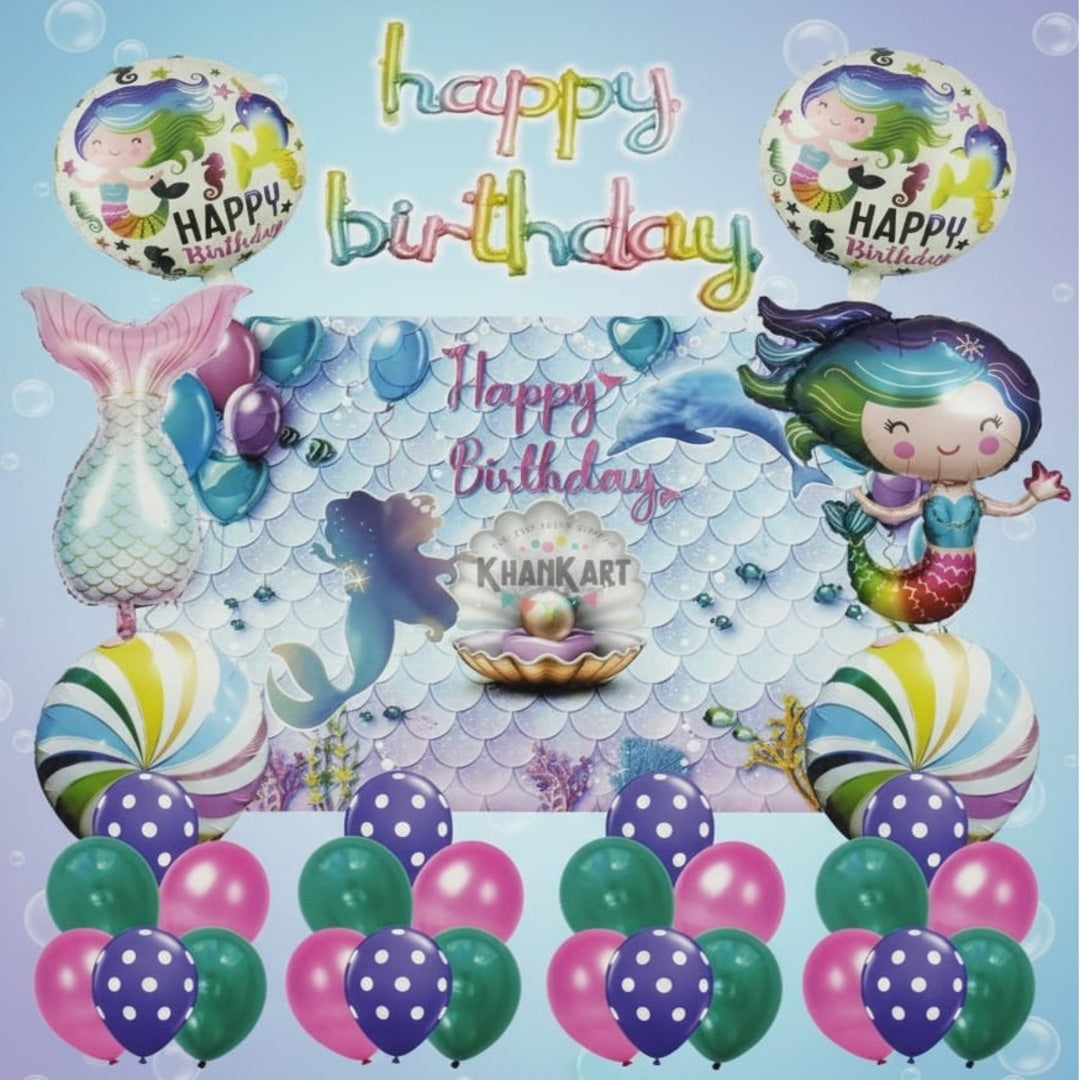Mermaid  Balloon Theme Set For Party Decoration