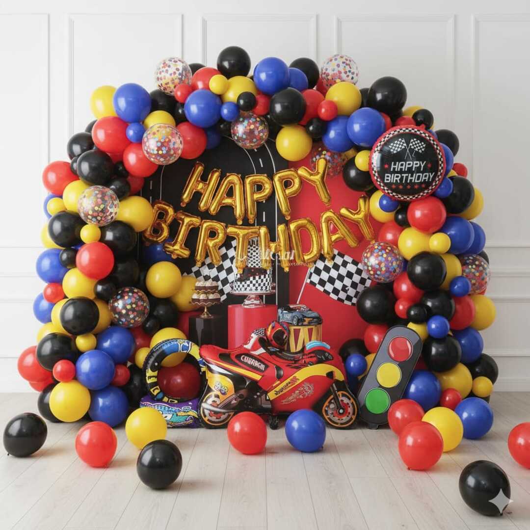 43 Piece Heavy Bike Happy Birthday Theme For Party Decoration