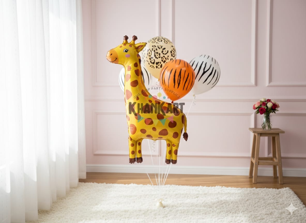 Giraffe Theme Foil Balloon Foil Balloon Set of -5 Piece For Birthday Day Party