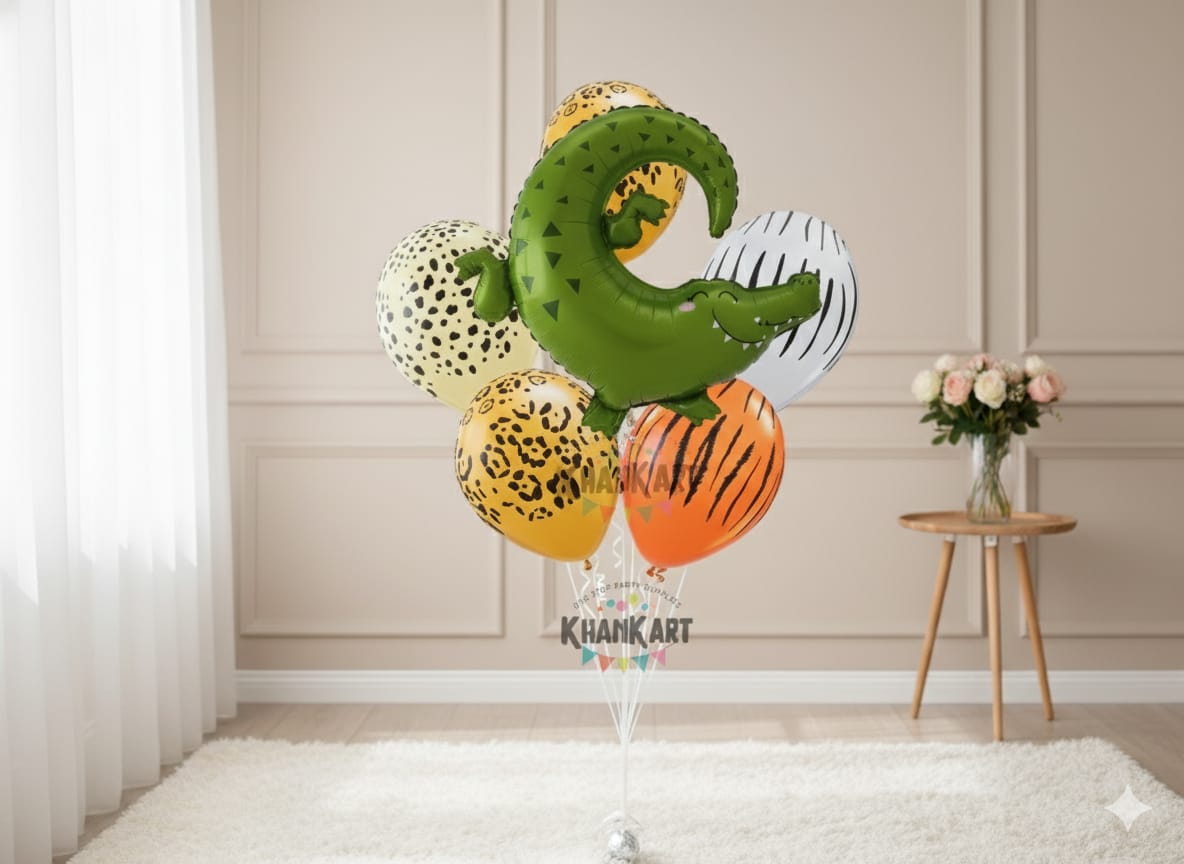 Alligator Theme Foil Balloon Foil Balloon Set of -5 Piece For Birthday Day Party
