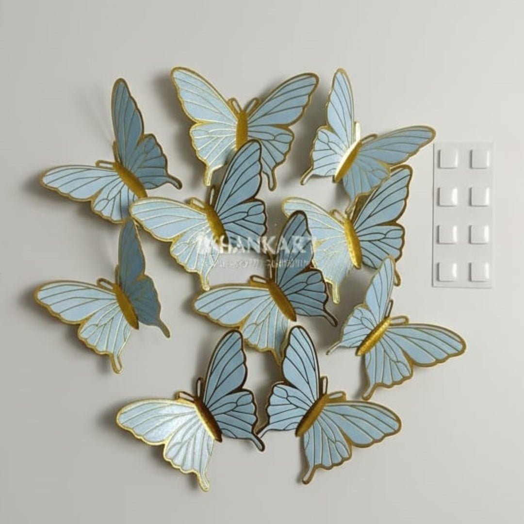 3D Butterfly Mirror Wall Sticker For Home & Event Decoration (Pack of 12)