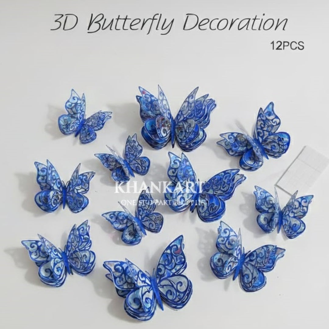 3D Butterfly Mirror Wall Sticker For Home & Event Decoration (Pack of 12)