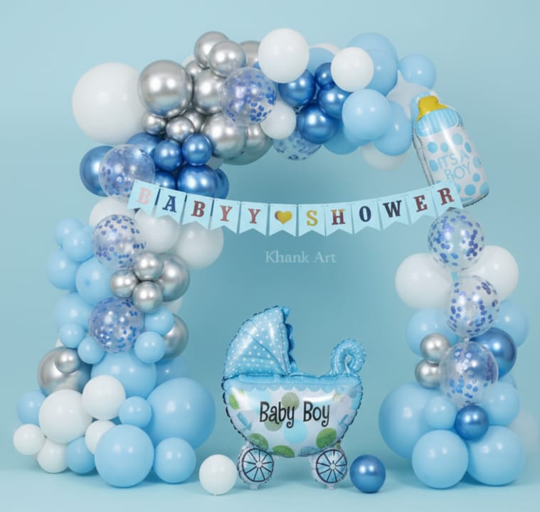 Baby Shower Blue 43 Pcs Balloons Garland Theme Set For Bow Themed Party Decoration & Celebration
