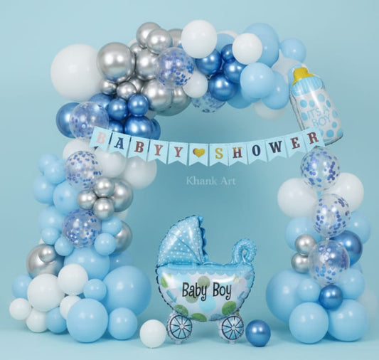 Baby Shower Blue 43 Pcs Balloons Garland Theme Set For Bow Themed Party Decoration & Celebration