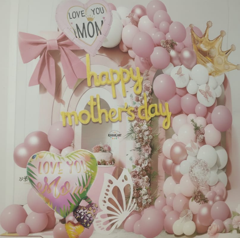 Happy Mother Day Pink & White 43 Pcs Balloons Garland Theme Set For Bow Themed Party Decoration & Celebration