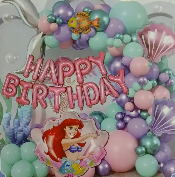 Mermid Happy Birthday Theme Foil Balloon  Theme Decoration and Celebration