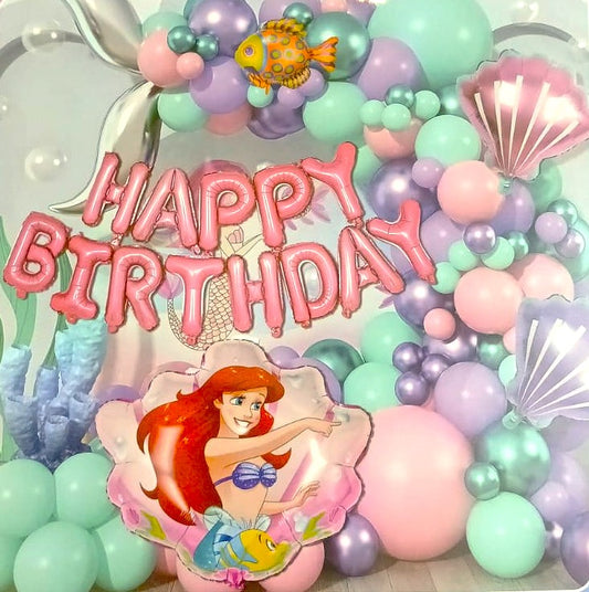 Mermid Happy Birthday Theme Foil Balloon  Theme Decoration and Celebration