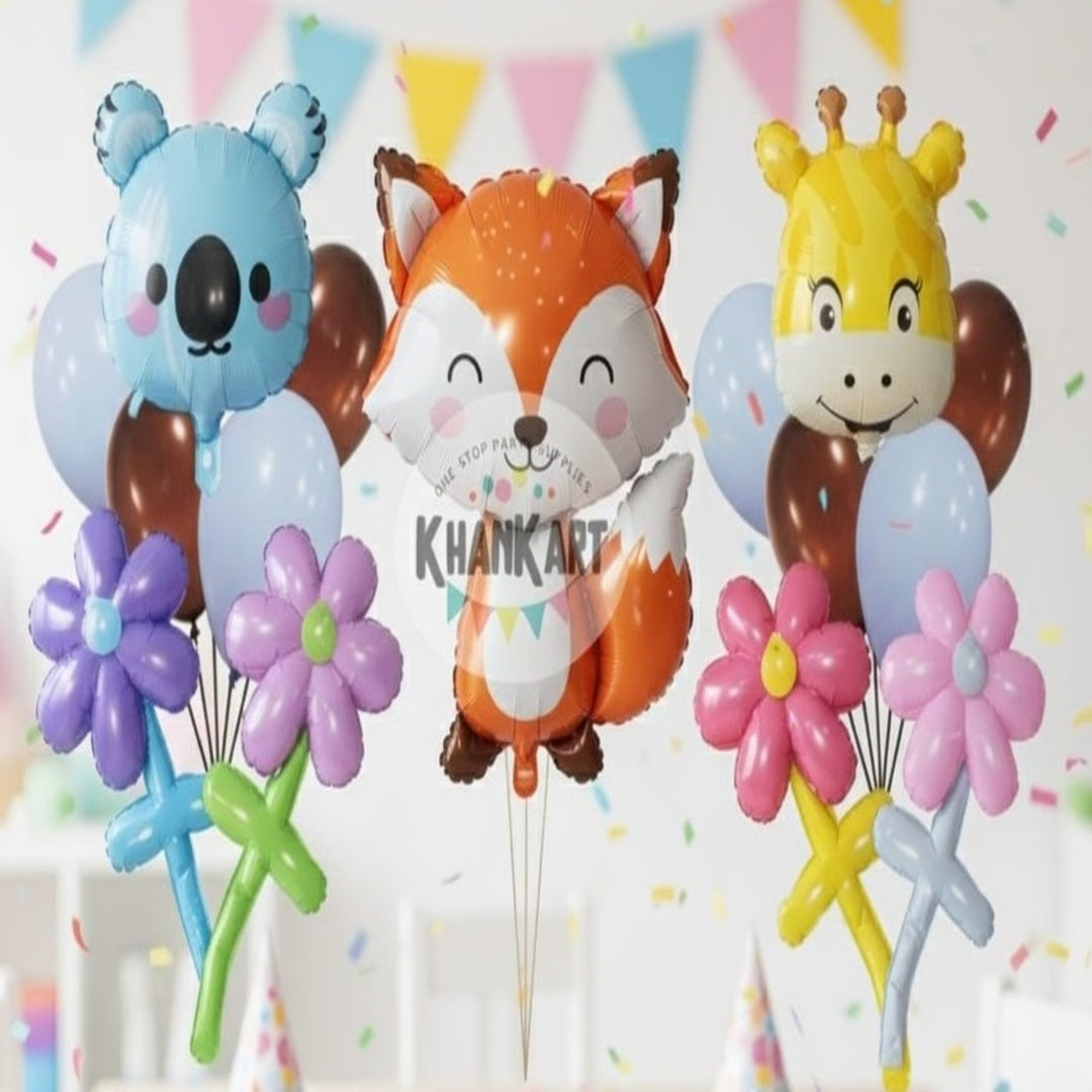 Fox Orange  theme foil balloon set for kids birthday party celebration