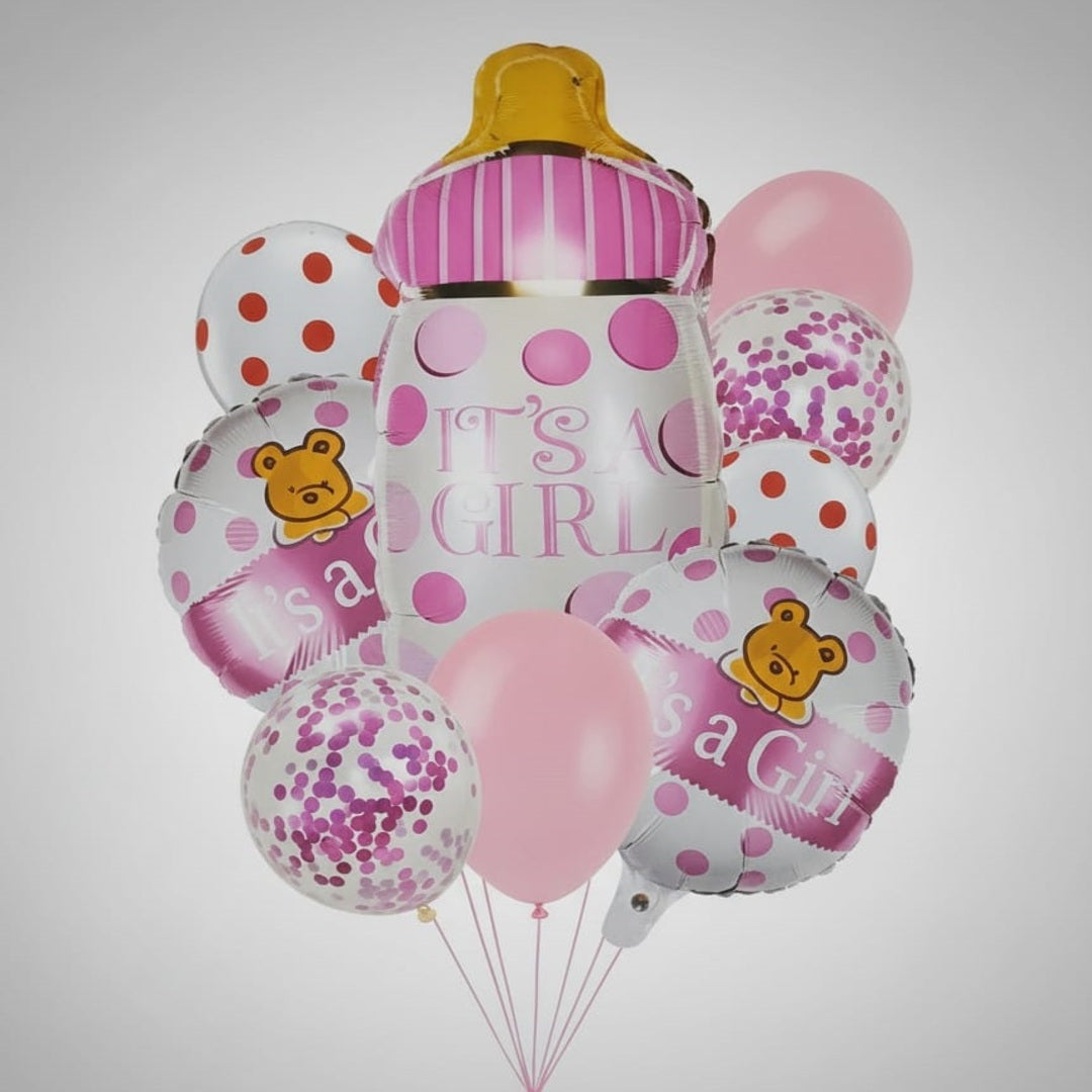 Its A Girl Theme Foil Balloon Foil Balloon Set of -9 Piece For Birthday Day Party