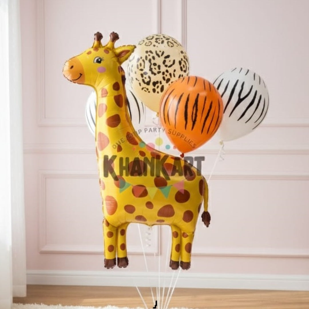 Giraffe Theme Foil Balloon Foil Balloon Set of -5 Piece For Birthday Day Party
