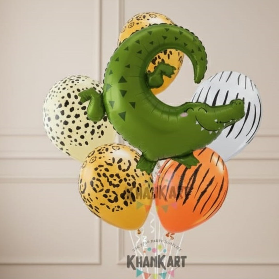 Alligator Theme Foil Balloon Foil Balloon Set of -5 Piece For Birthday Day Party