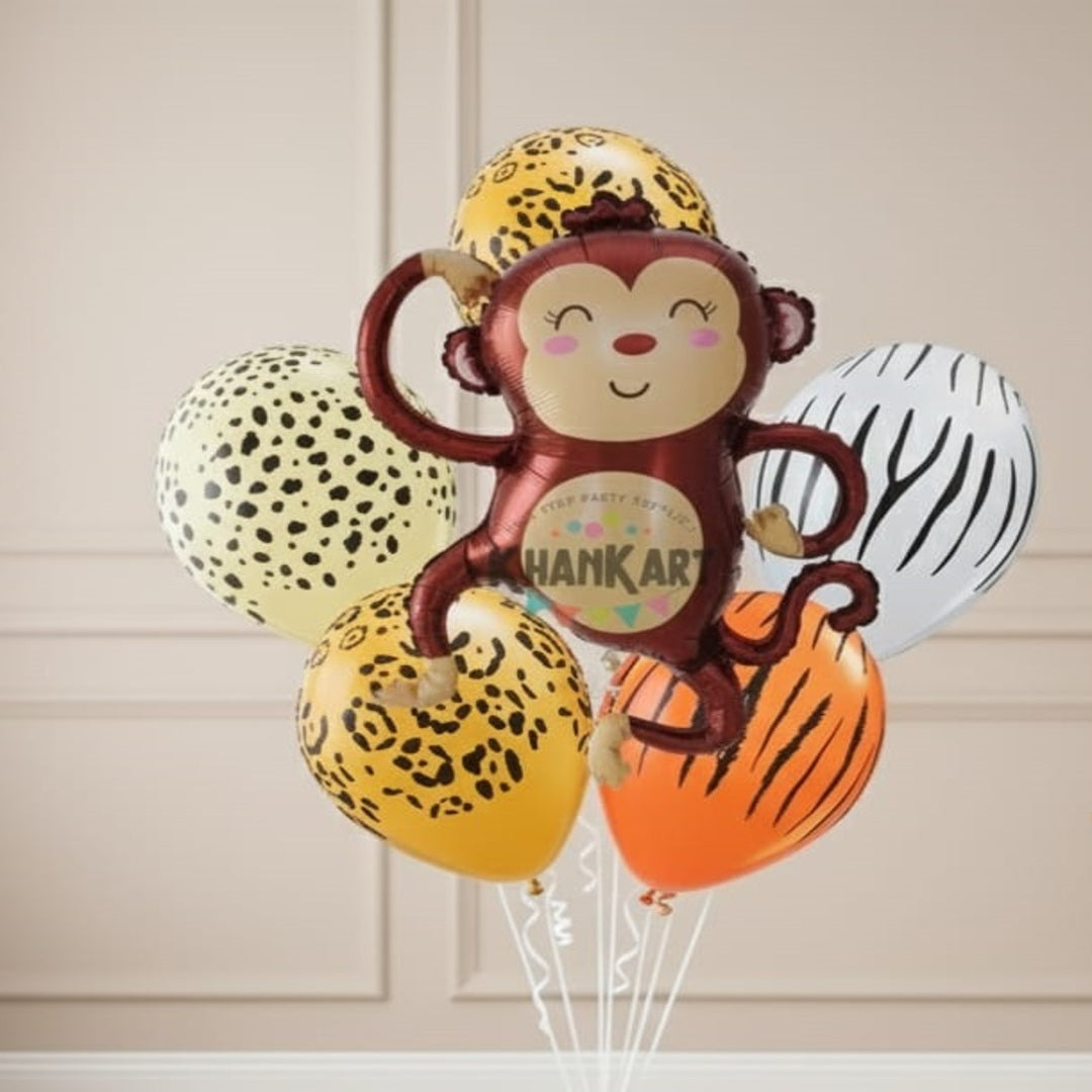 Monkey Theme Foil Balloon Foil Balloon Set of -5 Piece For Birthday Day Party
