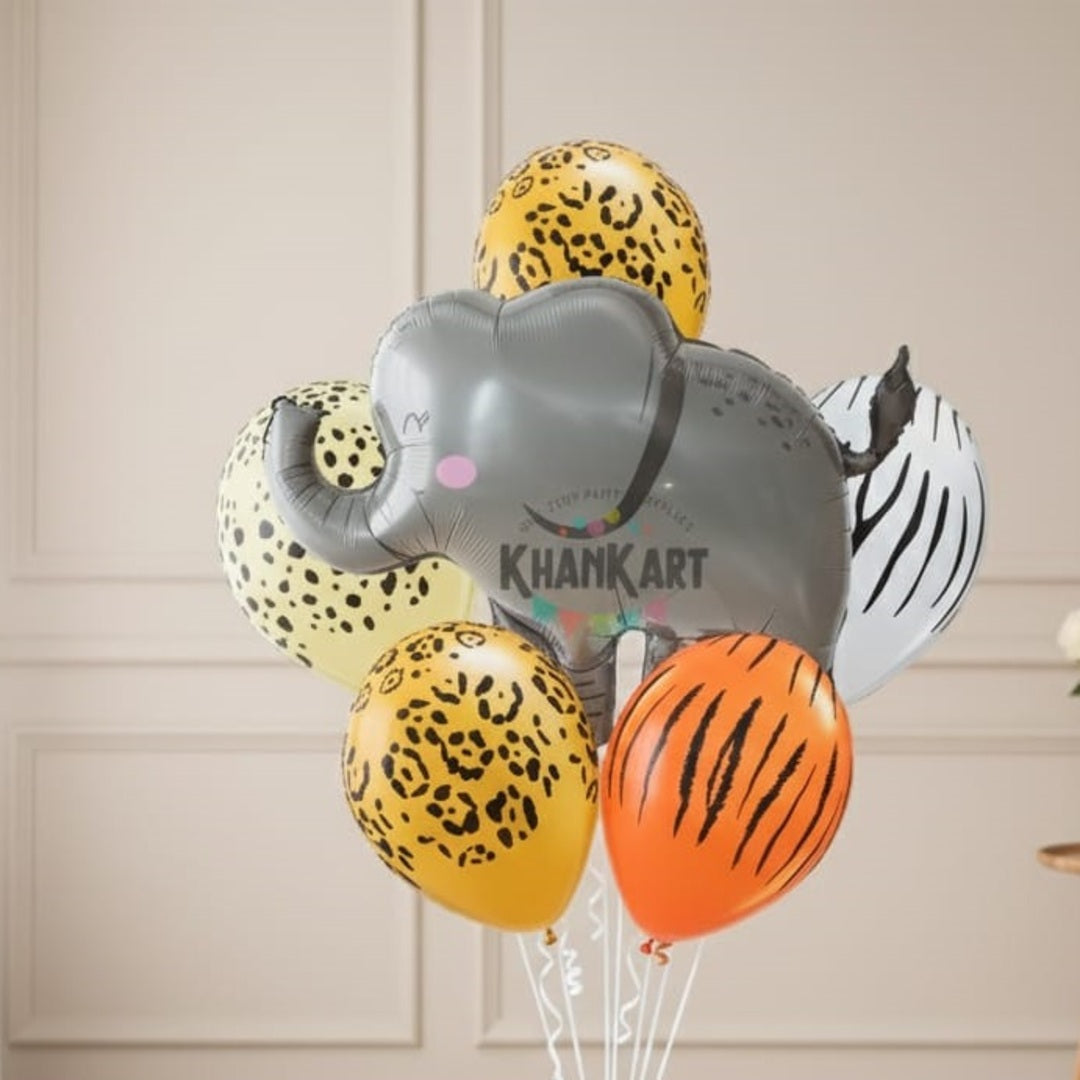Elephant Theme Foil Balloon Foil Balloon Set of -5 Piece For Birthday Day Party