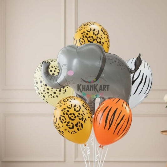 Elephant Theme Foil Balloon Foil Balloon Set of -5 Piece For Birthday Day Party