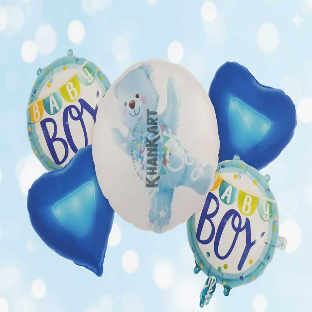 Baby Boy Theme Foil Balloon Foil Balloon Set of -5 Piece For Birthday Day Party