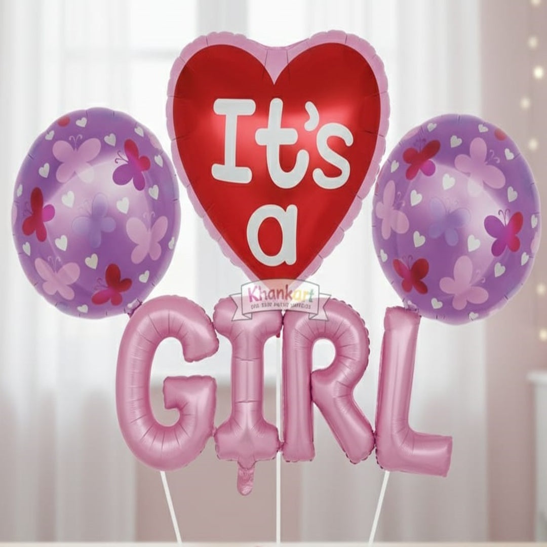 Its A Girl  Theme Foil Balloon Foil Balloon Set of -5 Piece For Birthday Day Party