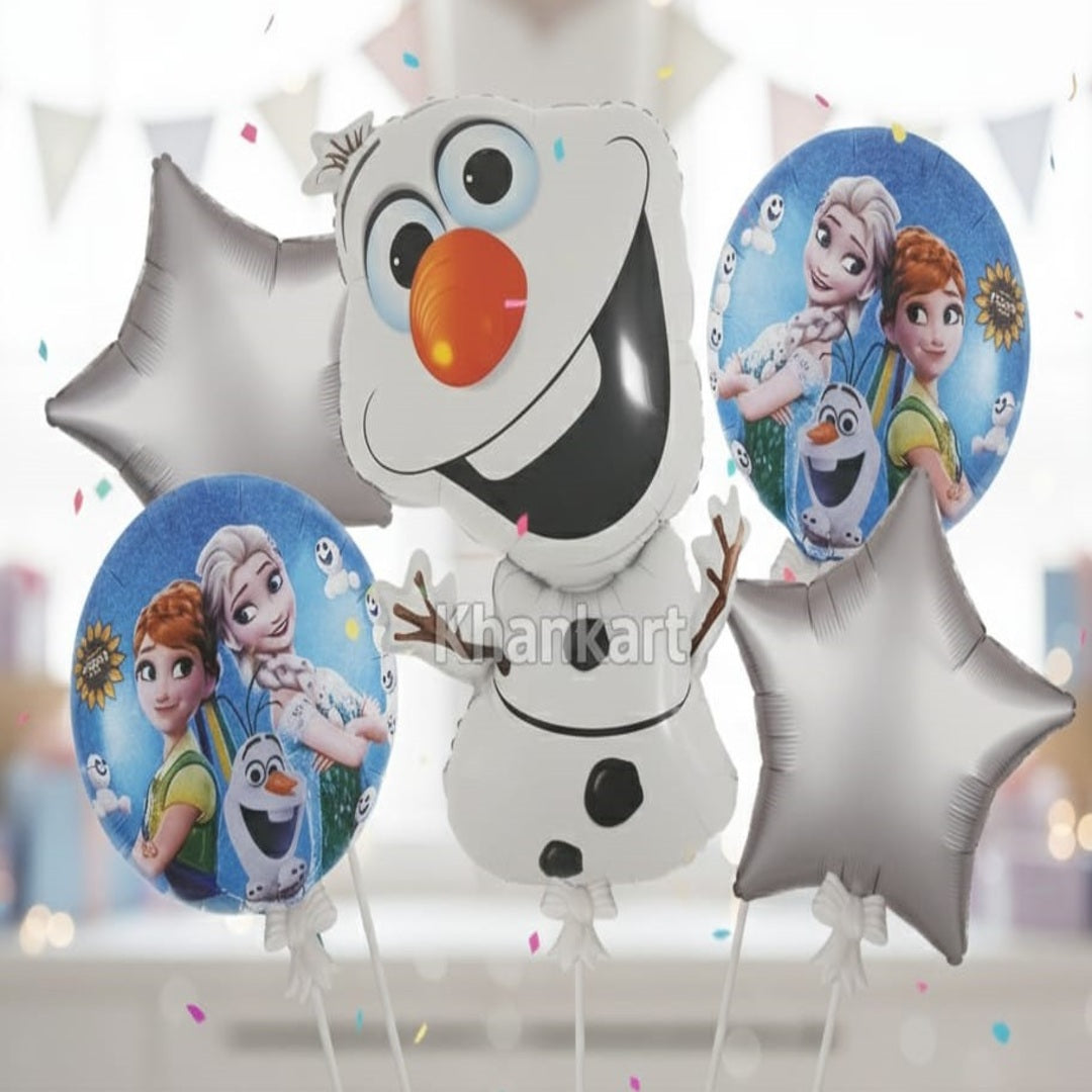 Frozen Anna Olaf Theme Foil Balloon Foil Balloon Set of -5 Piece For Birthday Day Party