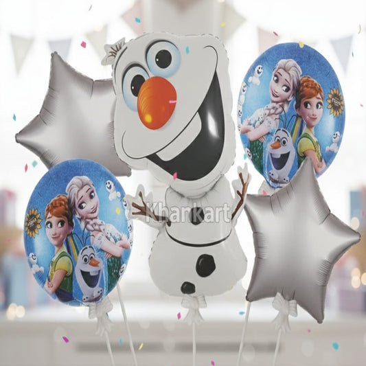 Frozen Anna Olaf Theme Foil Balloon Foil Balloon Set of -5 Piece For Birthday Day Party