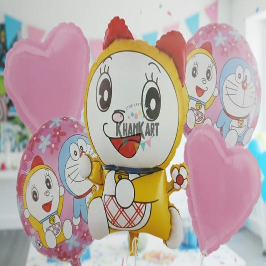 Dorami Foil Balloon Set - 5 Pieces For Dorami Theme Party Celebration