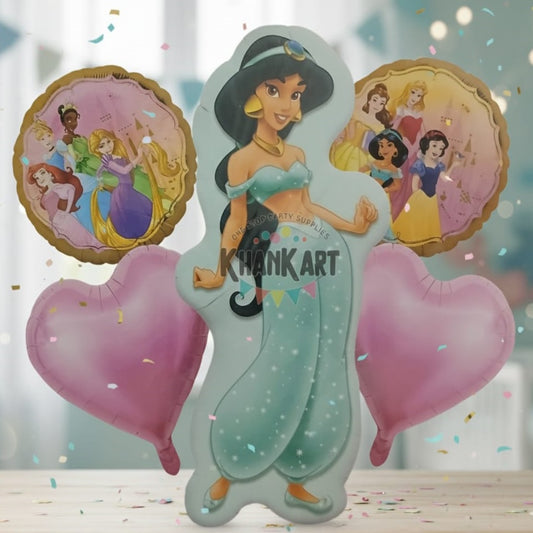 Disney Princess Jasmine foil balloons theme set for Girls birthday party decoration