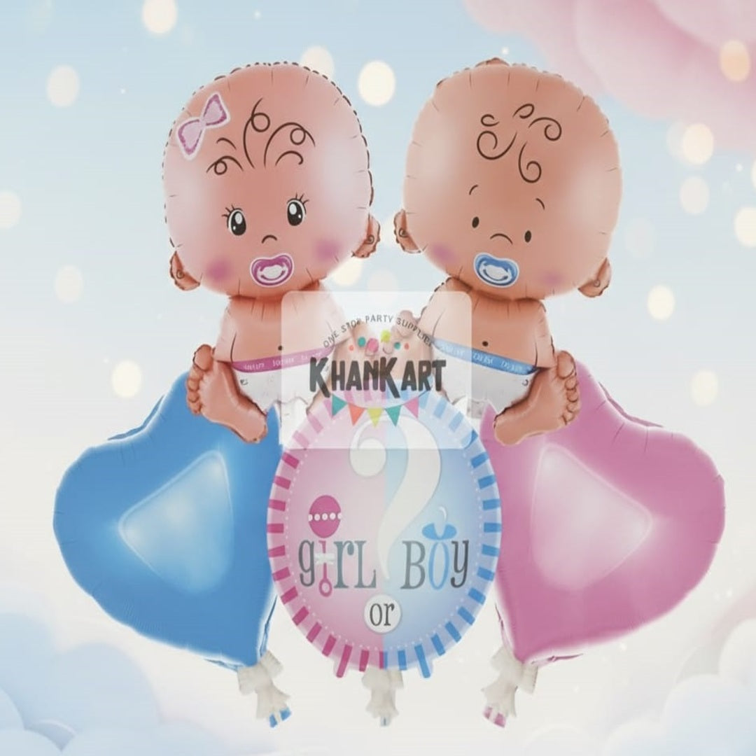 Girl OR Boy Theme Foil Balloon Foil Balloon Set of -5 Piece For Birthday Day Party