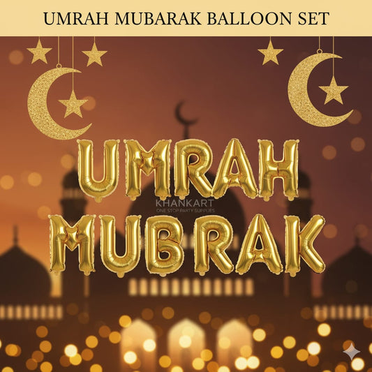 Umrah Mubarak Foil Balloon Banner for Decoration and Celebration