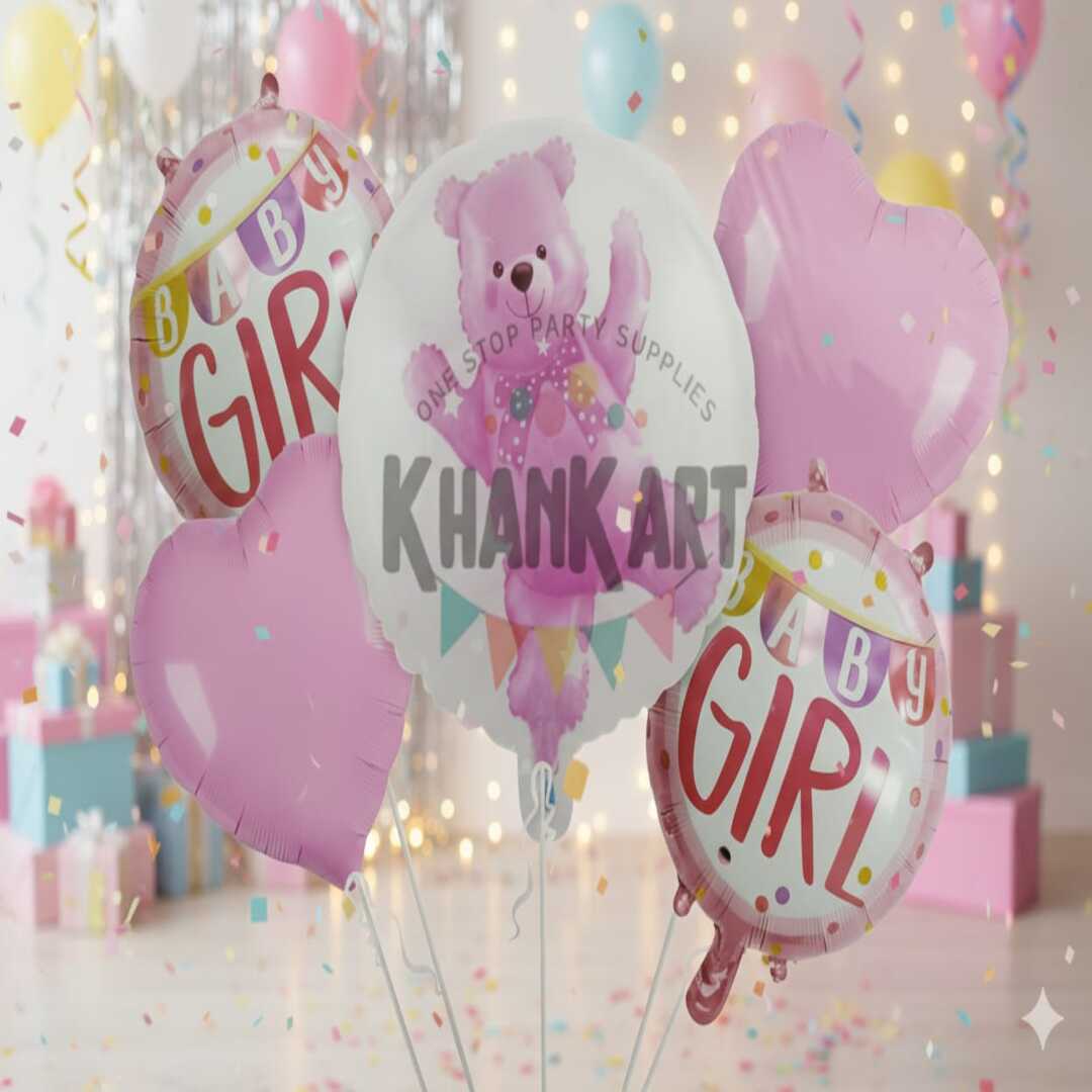 Its A Girl Theme Foil Balloon Foil Balloon Set of -5 Piece For Birthday Day Party