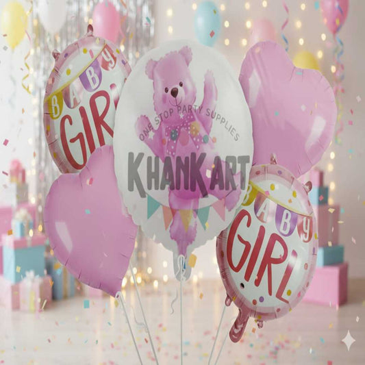 Its A Girl Theme Foil Balloon Foil Balloon Set of -5 Piece For Birthday Day Party