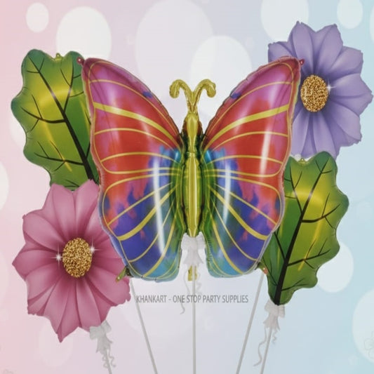 Butterfly  Theme Foil Balloon Foil Balloon Set of -5 Piece For Birthday Day Party