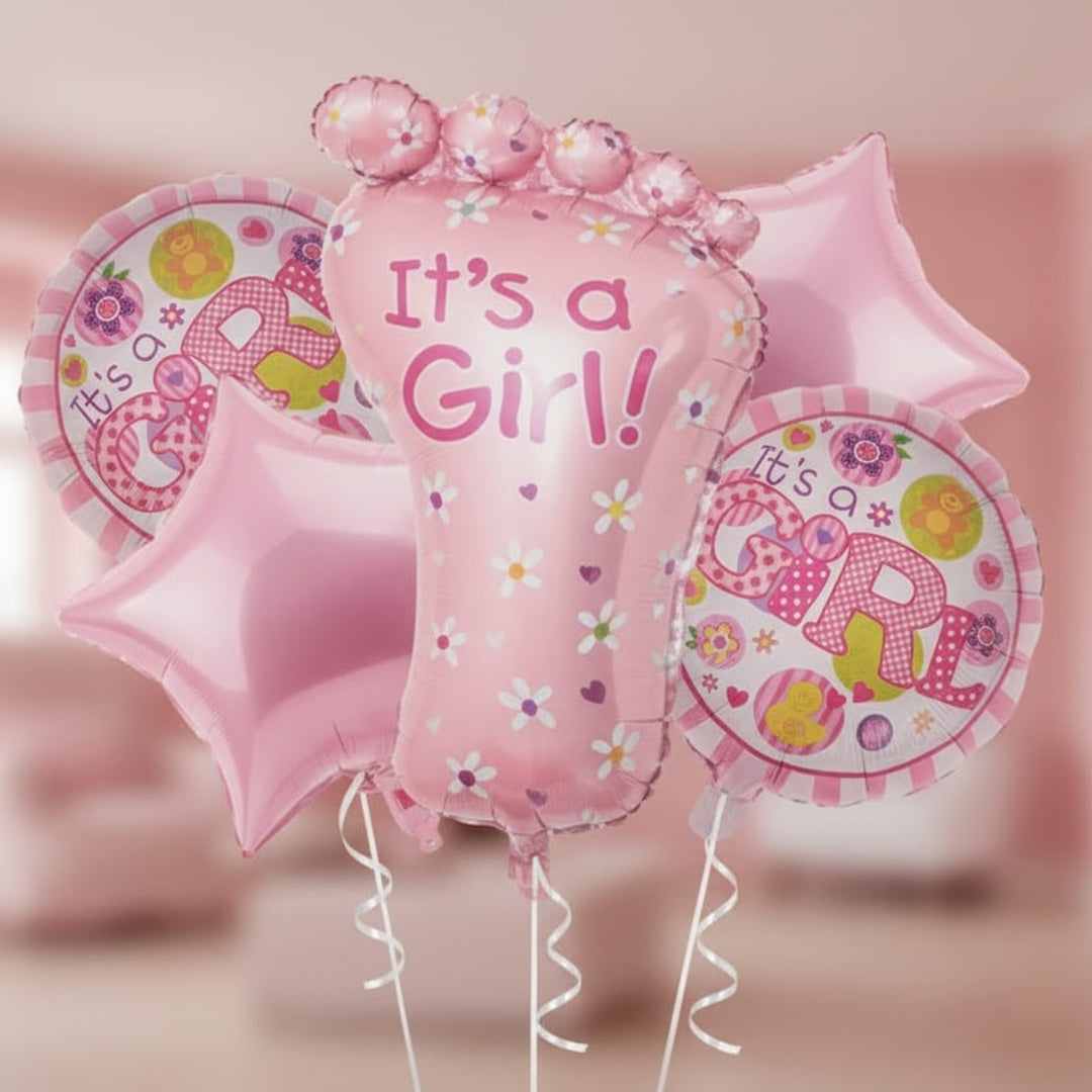 Its A Girl Theme Foil Balloon Foil Balloon Set of -5 Piece For Birthday Day Party
