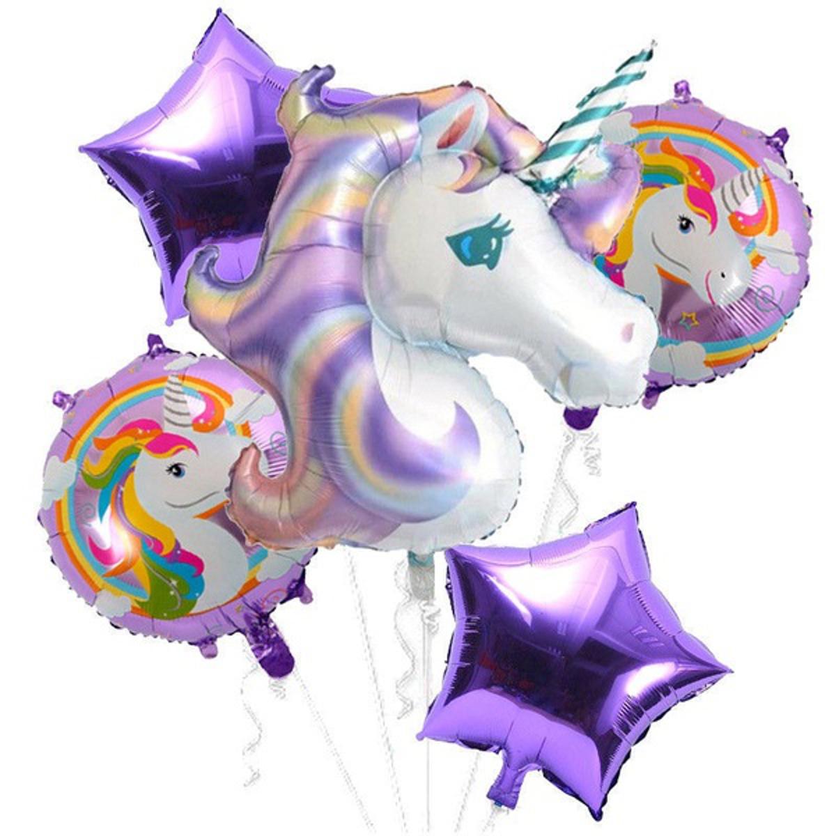 Unicorn Theme Foil Balloon Foil Balloon Set of -5 Piece For Birthday Day Party