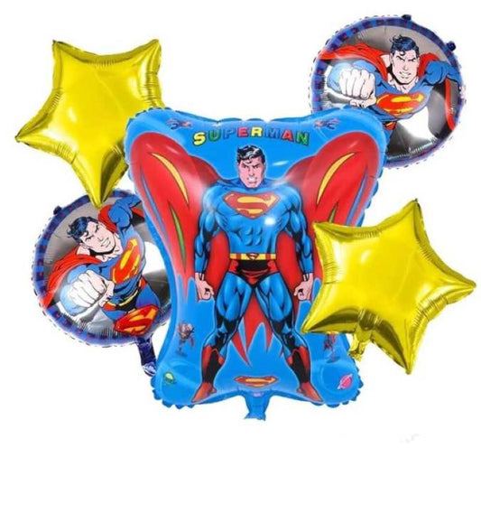 Superman Theme Foil Balloon Foil Balloon Set of -5 Piece For Birthday Day Party
