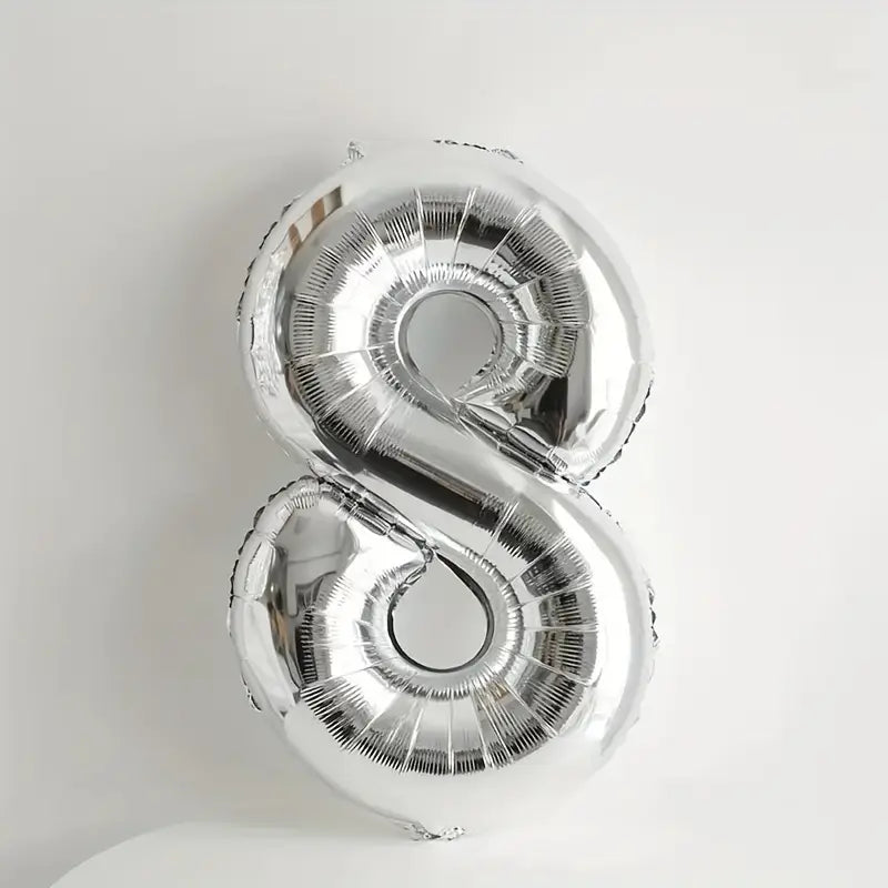 Silver Number ( 0 - 9 ) Foil Balloon For Birthday, Anniversary, Bridal Shower Celebration and Decoration