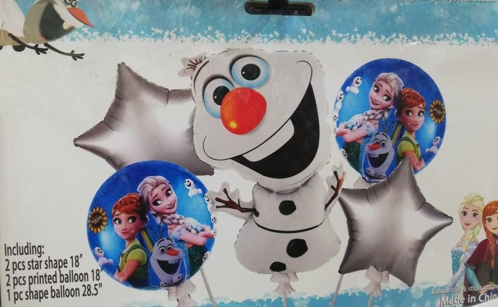 Frozen Anna Olaf Theme Foil Balloon Foil Balloon Set of -5 Piece For Birthday Day Party