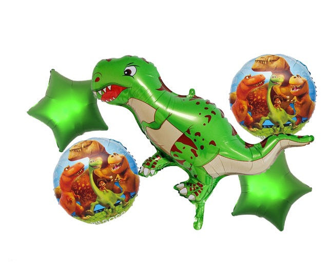 Green Dinosaur Theme Foil Balloon Foil Balloon Set of -5 Piece For Birthday Day Party