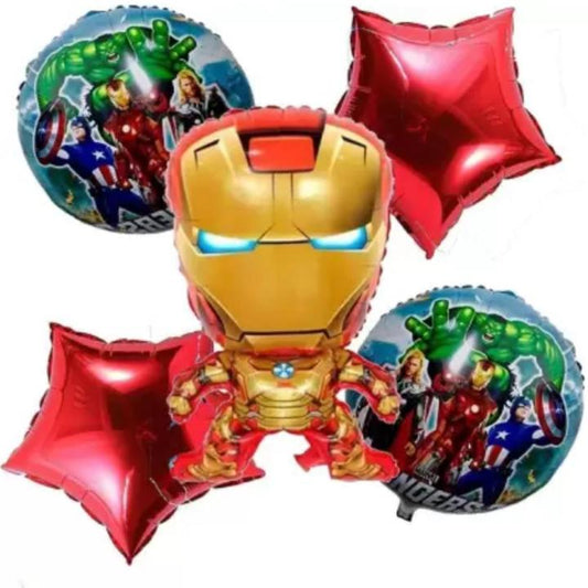 Iron Man Theme Foil Balloon Foil Balloon Set of -5 Piece For Birthday Day Party