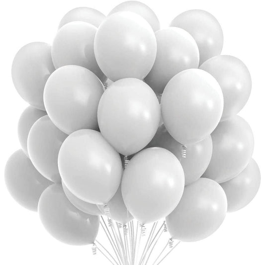 White Balloons Latex Party Balloons, 12Inches balloons for Birthday Decorations, Weddings, Baby Shower, Balloon Modelling, Balloon Arch Decorations