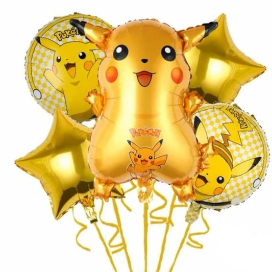 Pokemon Theme Foil Balloon Foil Balloon Set of -5 Piece For Birthday Day Party