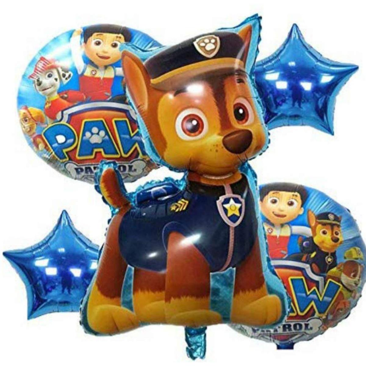 Paw Patrol Theme Foil Balloon Foil Balloon Set of -5 Piece For Birthday Day Party