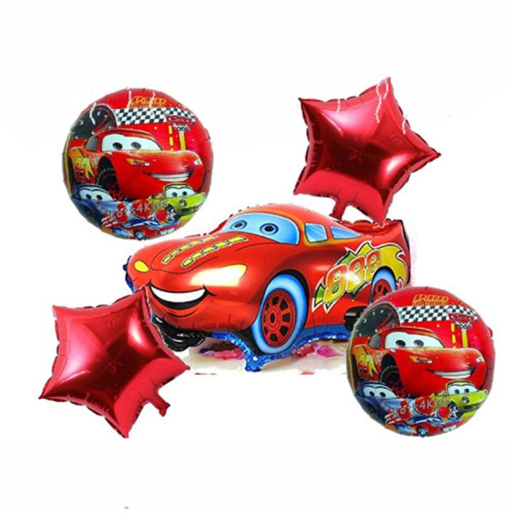 McQueen Lightning Ca Theme Foil Balloon Foil Balloon Set of -5 Piece For Birthday Day Party