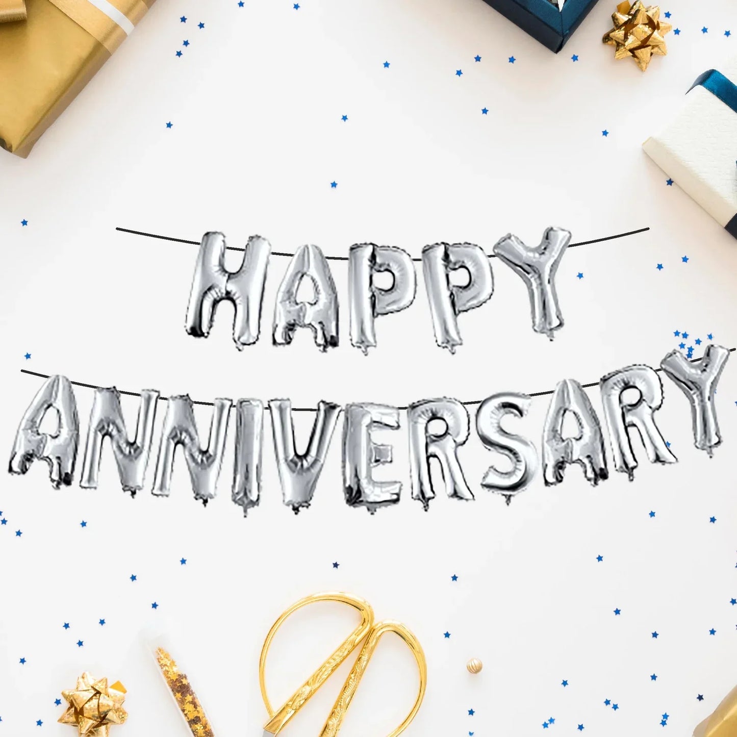 Happy Anniversary Foil Balloons Set for Anniversary Theme Celebration & Decoration