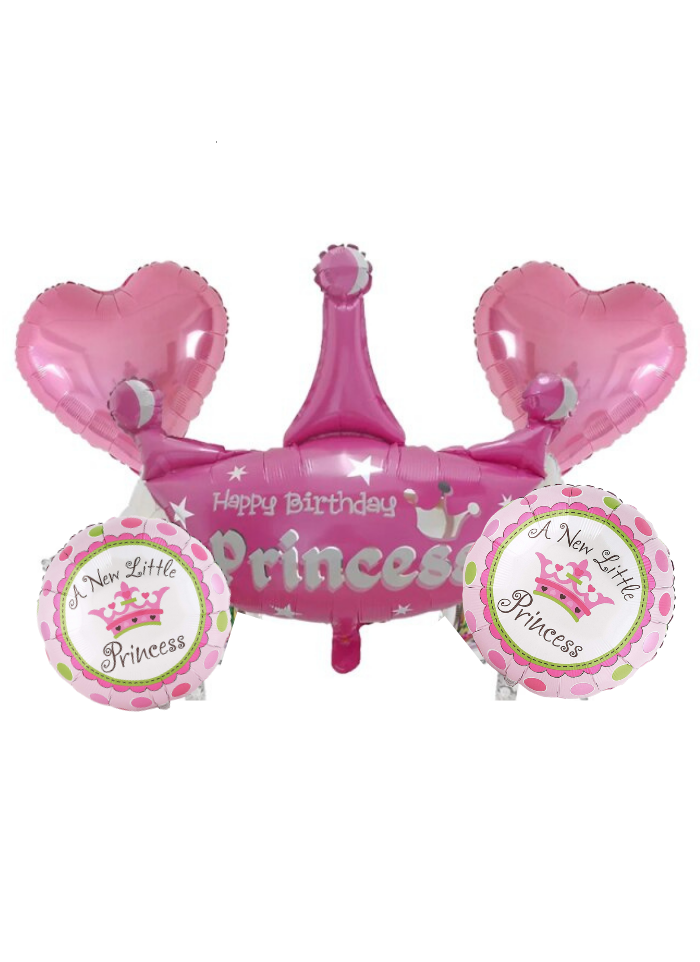 Princess Happy birthday Foil Balloon  Foil Balloon Set of -5 Piece For Birthday Day Party