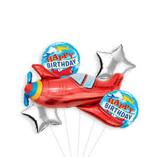 Jet Plan Theme Foil Balloon Foil Balloon Set of -5 Piece For Birthday Day Party