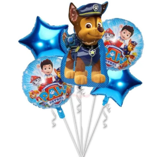 Paw Patrol Theme Foil Balloon Foil Balloon Set of -5 Piece For Birthday Day Party