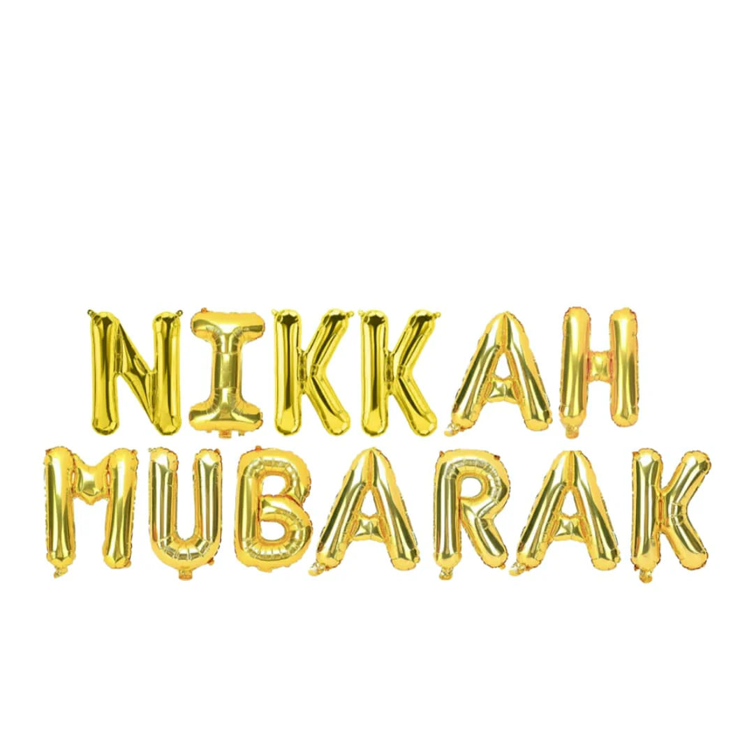 Nikkah Mubarak Foil Balloon Set For Nikkah / Wedding Decoration and Celebrations